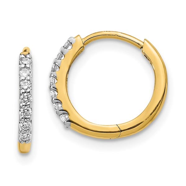 14k Diamond Hinged Hoop Earrings